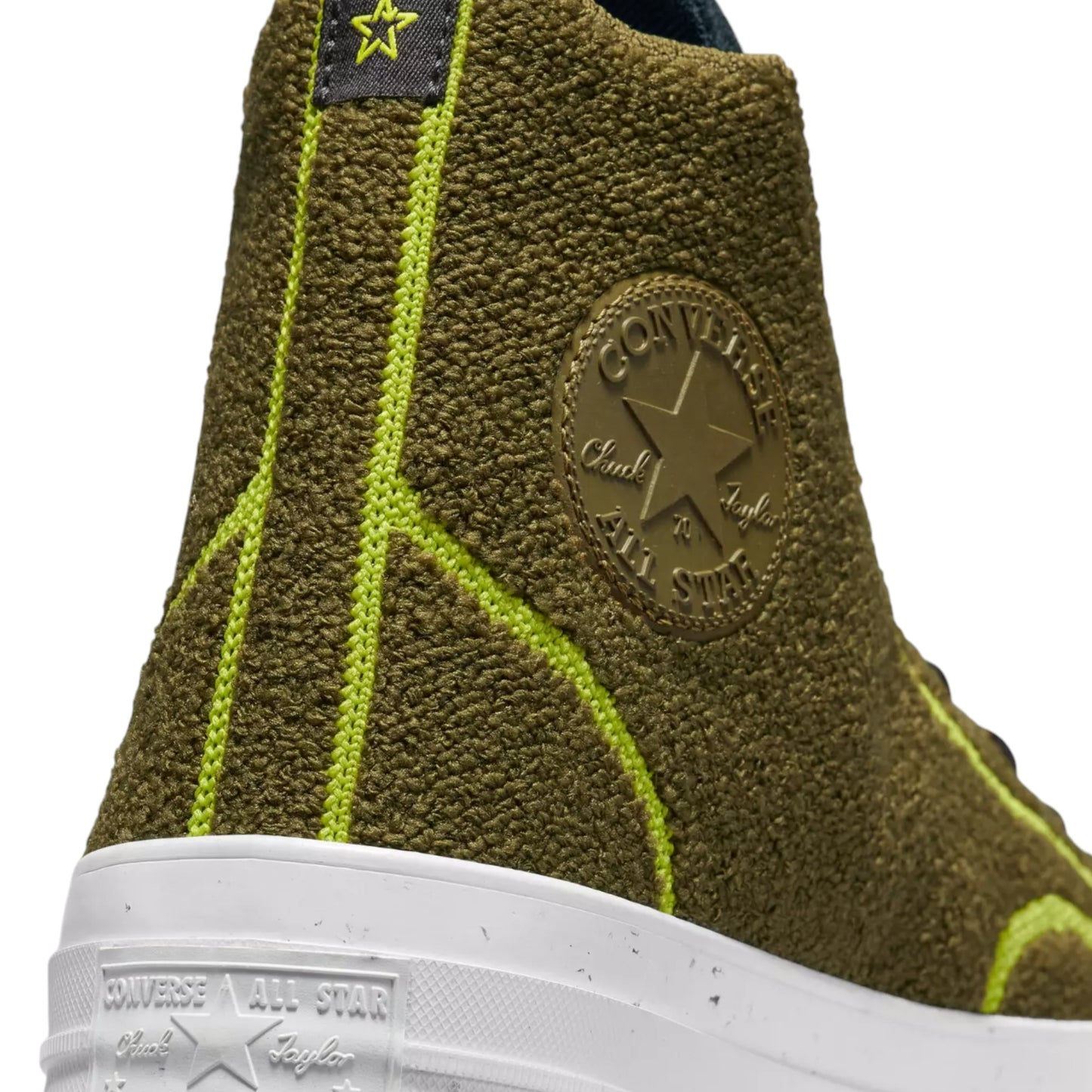 Unisex Adults Converse Renew Remix Chuck 70 High Top Shoes Dark Moss/Black/Lime Twist