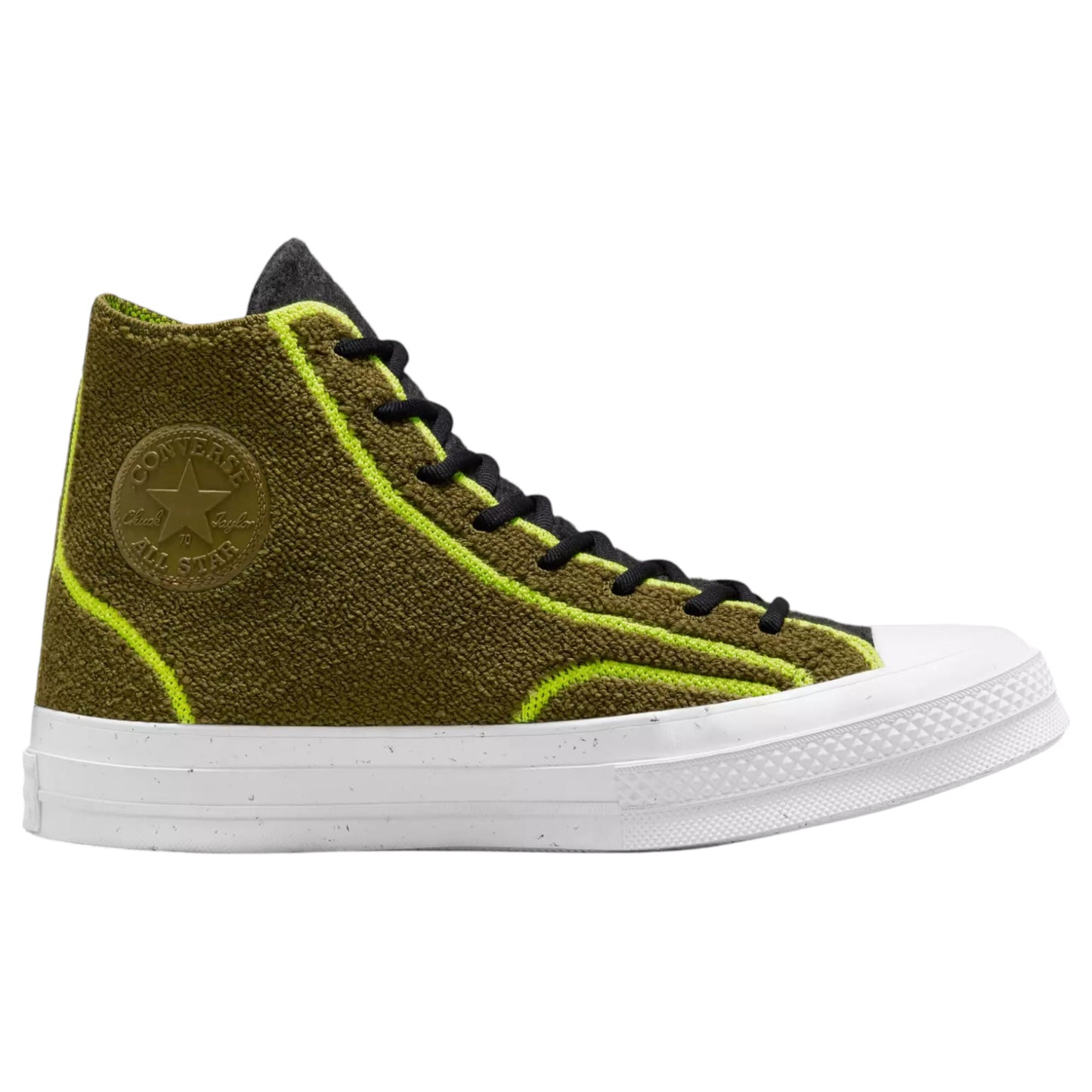 Unisex Adults Converse Renew Remix Chuck 70 High Top Shoes Dark Moss/Black/Lime Twist