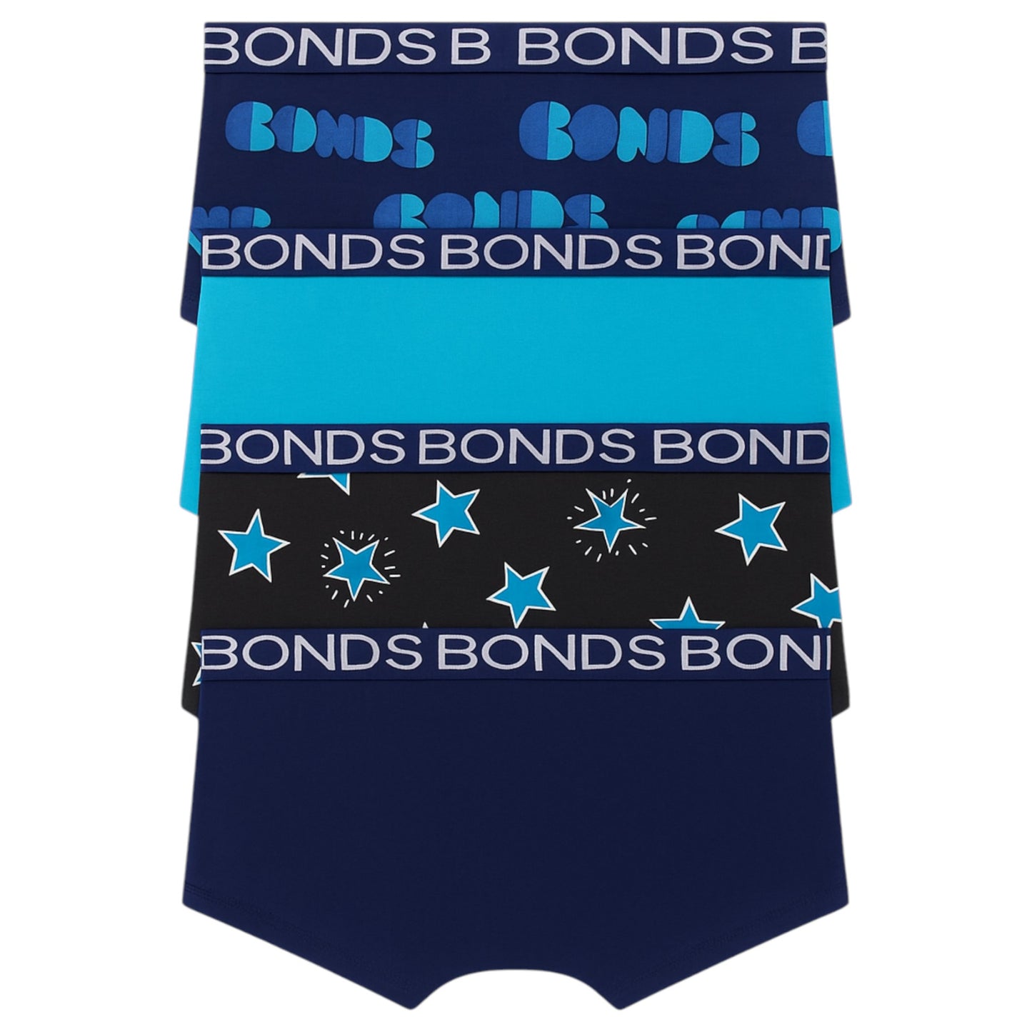 4 Pack Kids Boys Bonds Boxer Trunk Underwear Blue Multi