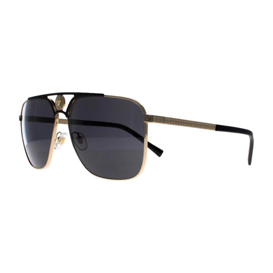 Mens Versace VE2238 Sunglasses Gold Matte Black/Dark Grey
