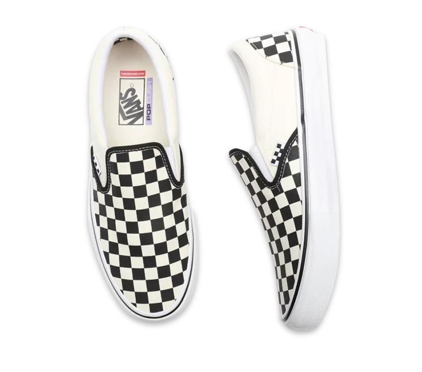 Mens Vans Classic Slip-On Shoes Black And White Checker/White
