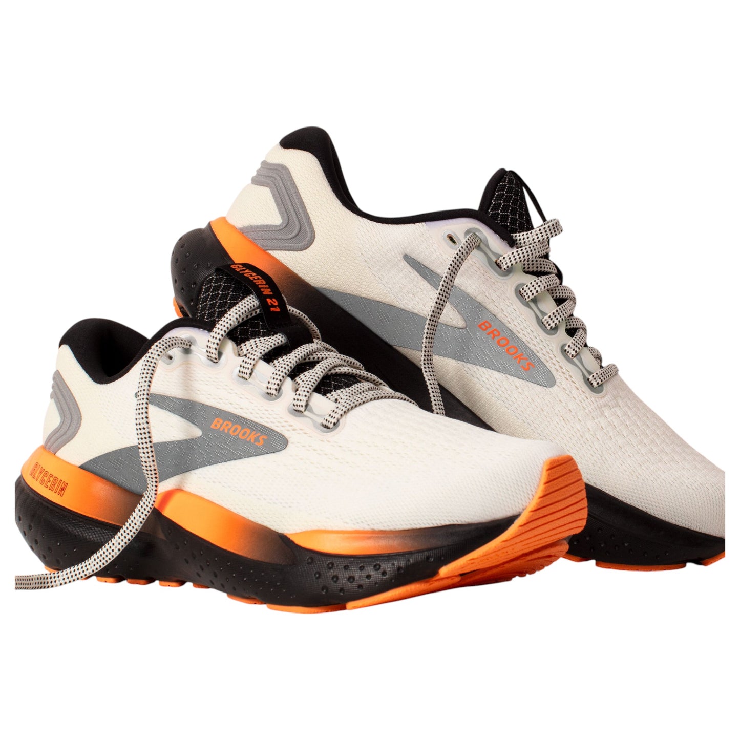 Womens Brooks Glycerin 21 Shoes Ecru/Orange/Black