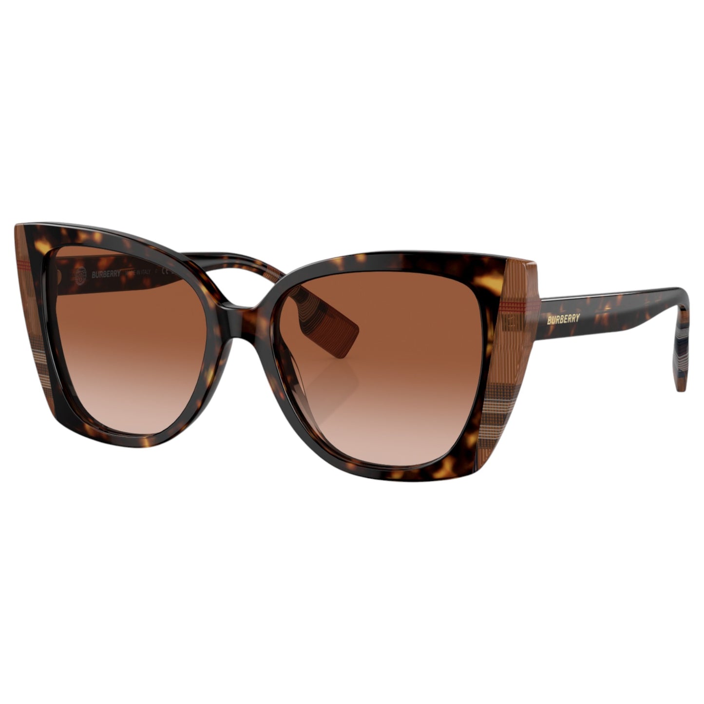 Womens Burberry Meryl BE4393 Sunglasses Dark Havana/Check Brown