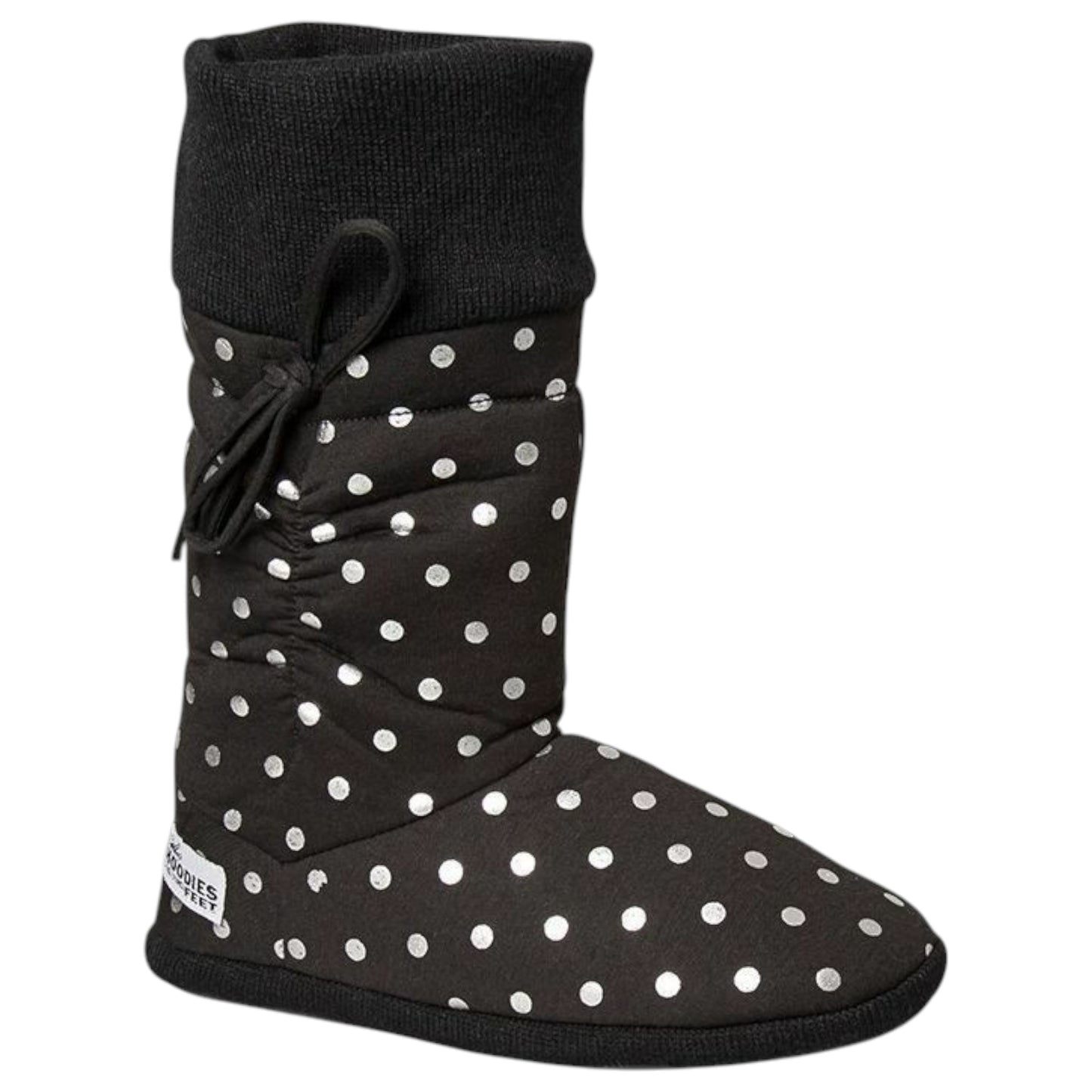 Womens Grosby Black/Silver Spots Boot Slippers Black/Silver Spots