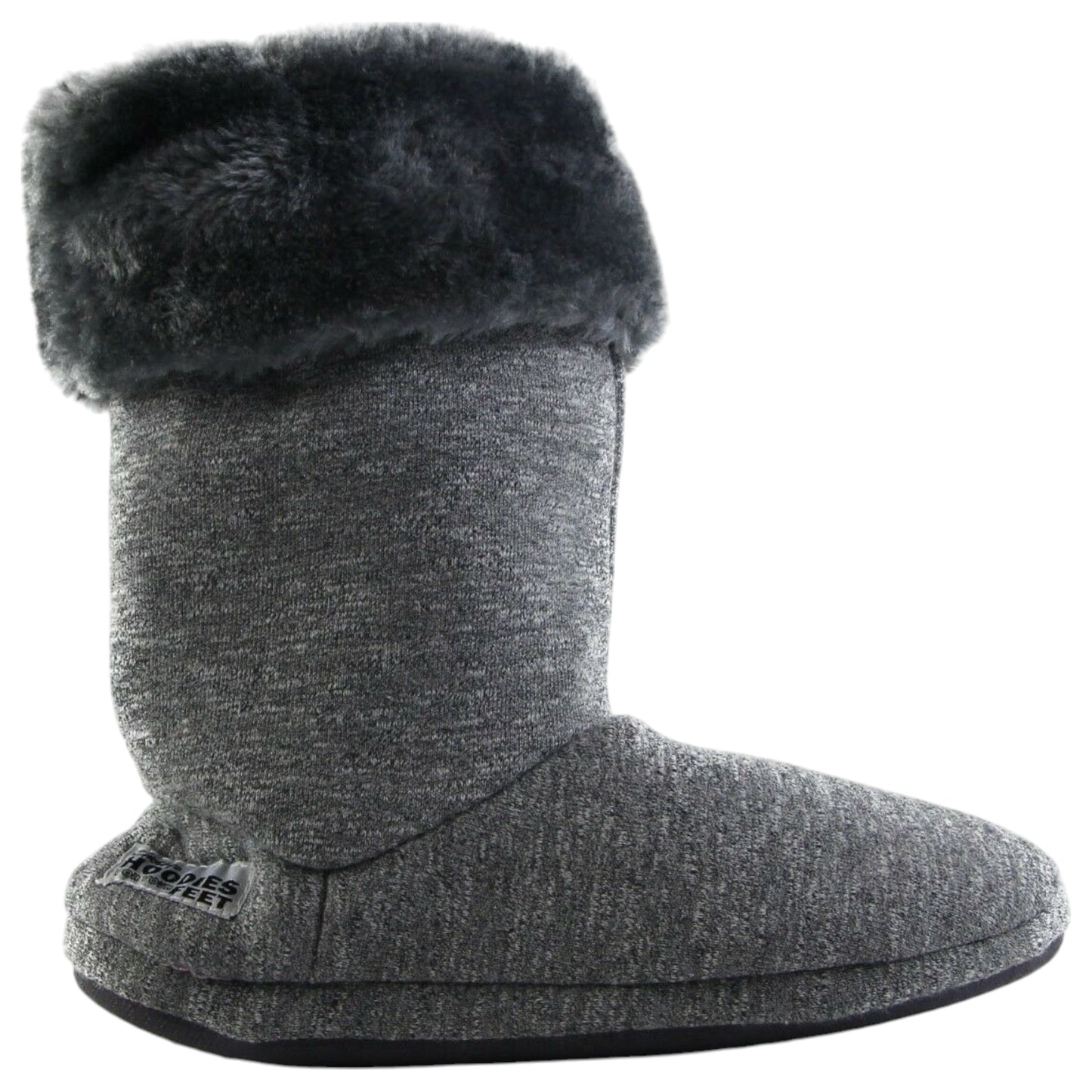 Womens Grosby Plush Fluffy Boot Slippers Grey