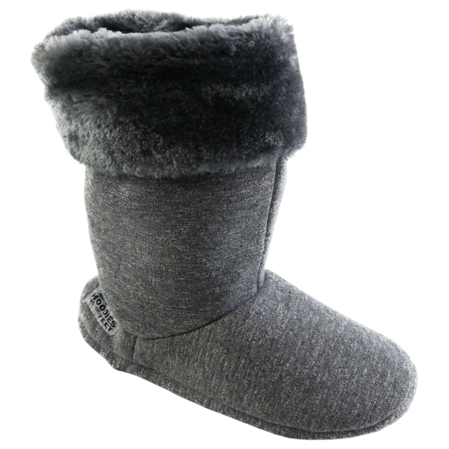 Womens Grosby Plush Fluffy Boot Slippers Grey