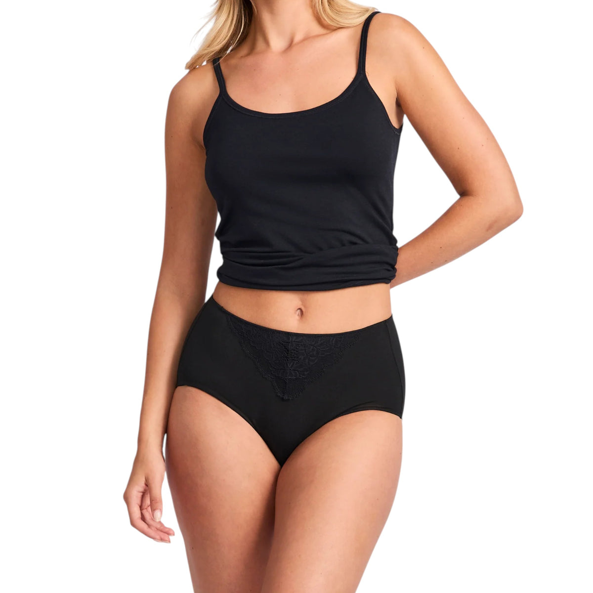 Womens Jockey No Ride Up Cotton Full Brief Black Underwear