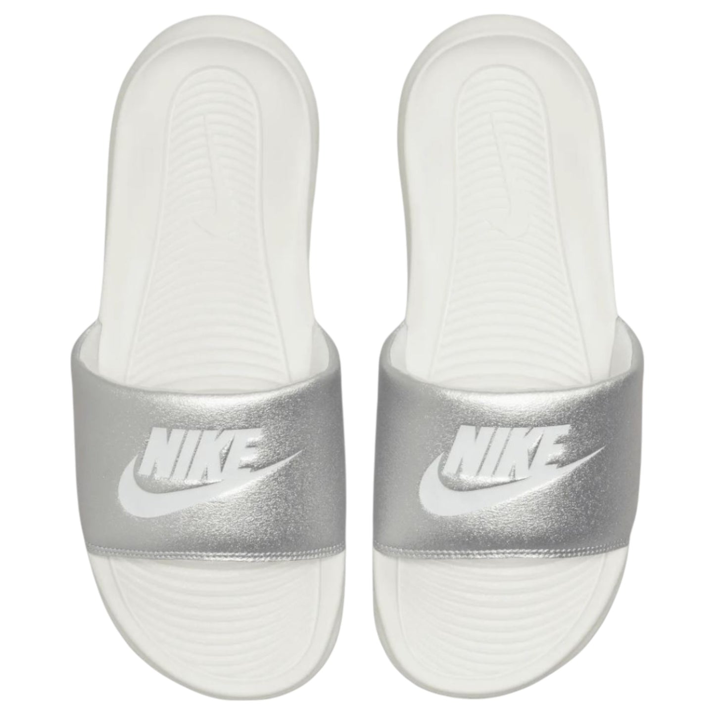Womens Nike Victori One Slides Silver/White