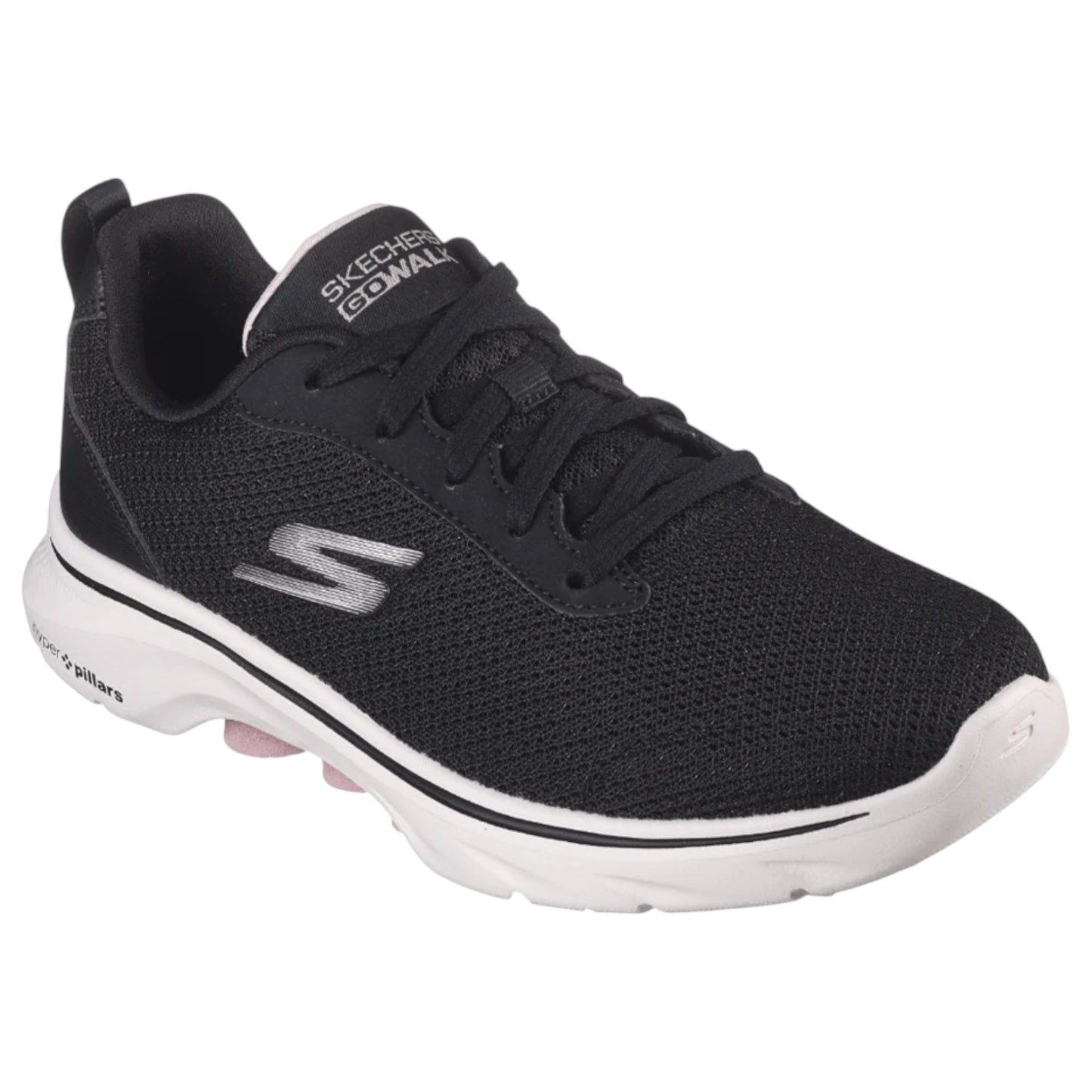 Womens Skechers Go Walk 7 - Clear Path Shoes Black/Pink