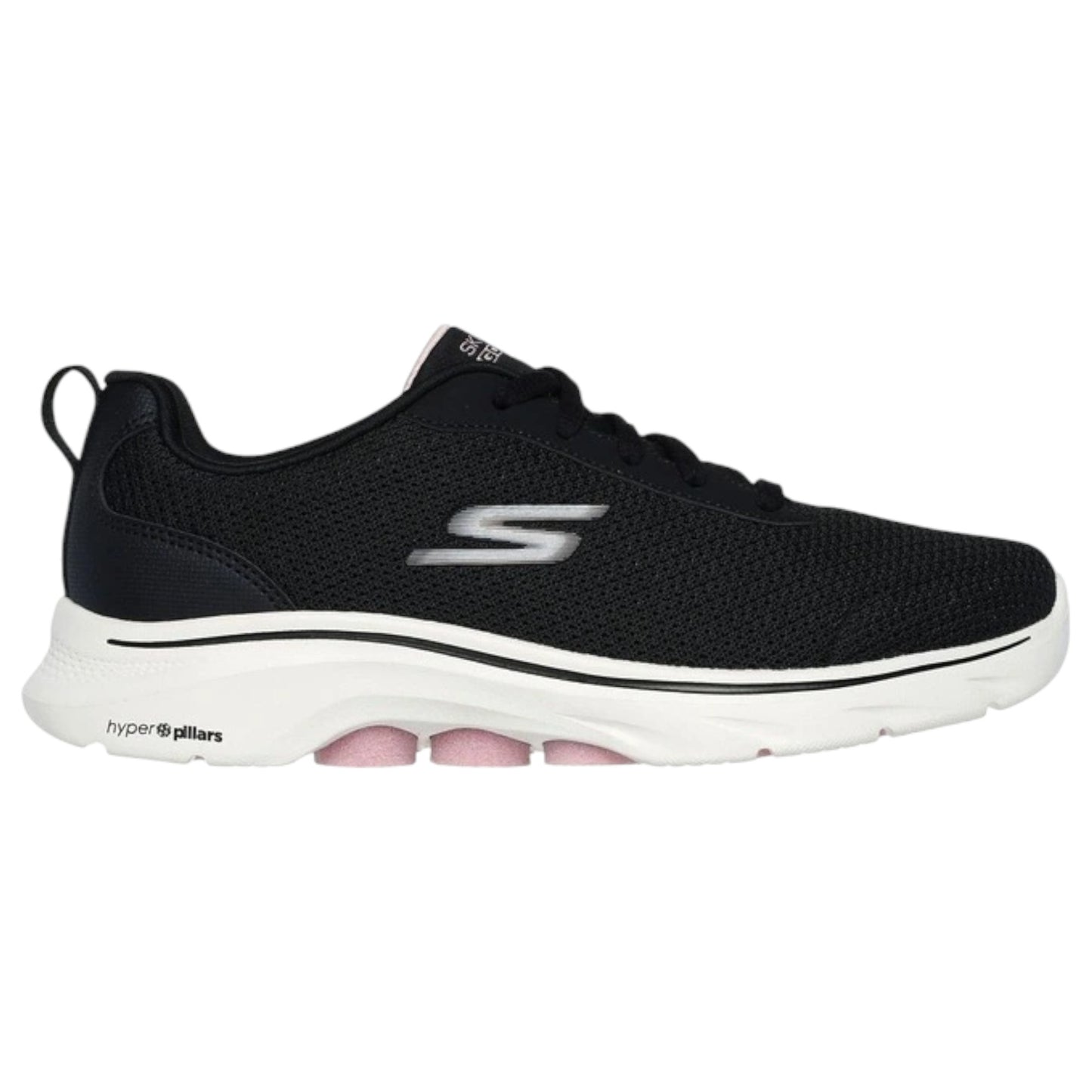 Womens Skechers Go Walk 7 - Clear Path Shoes Black/Pink