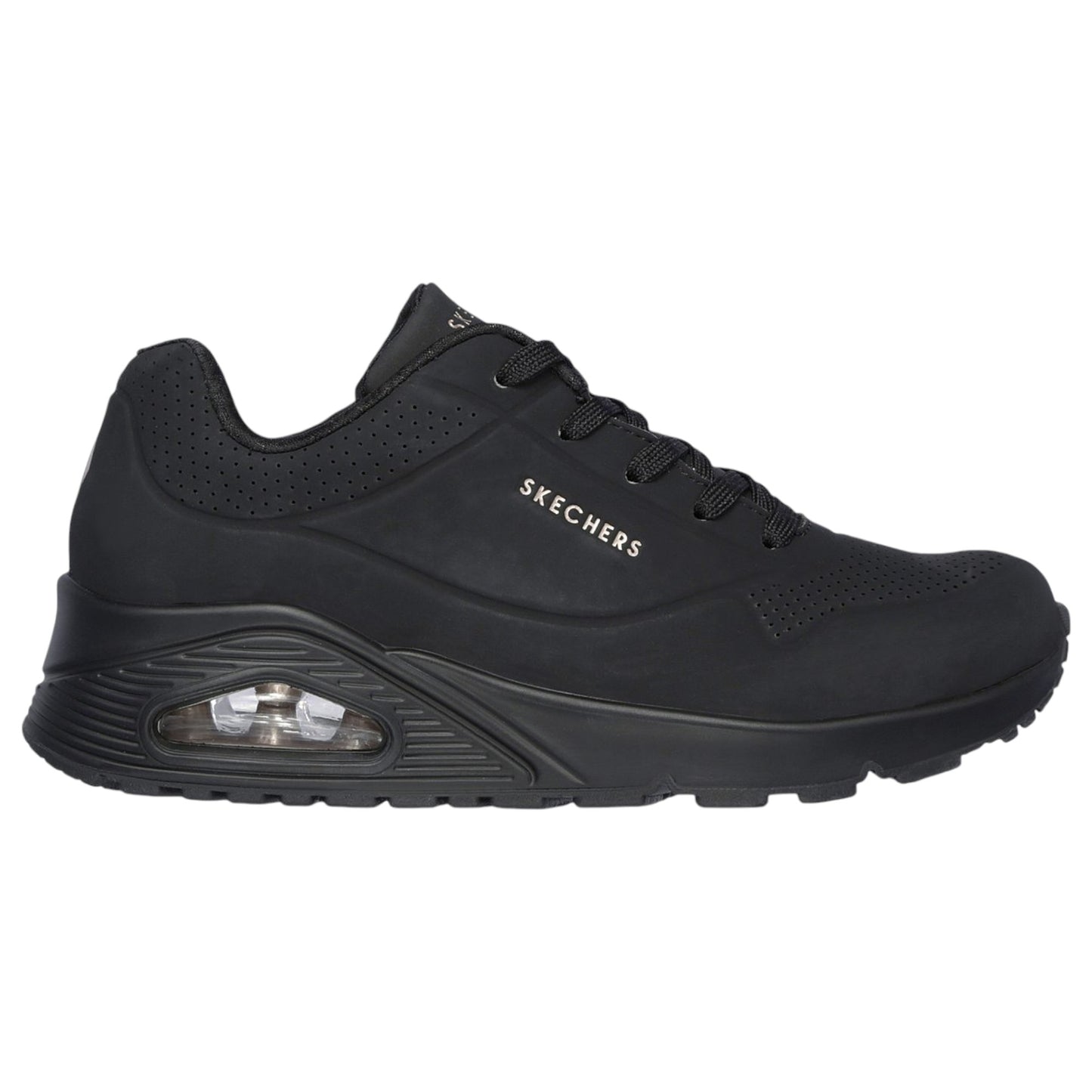 Womens Skechers Uno - Stand On Air Shoes Black/Black