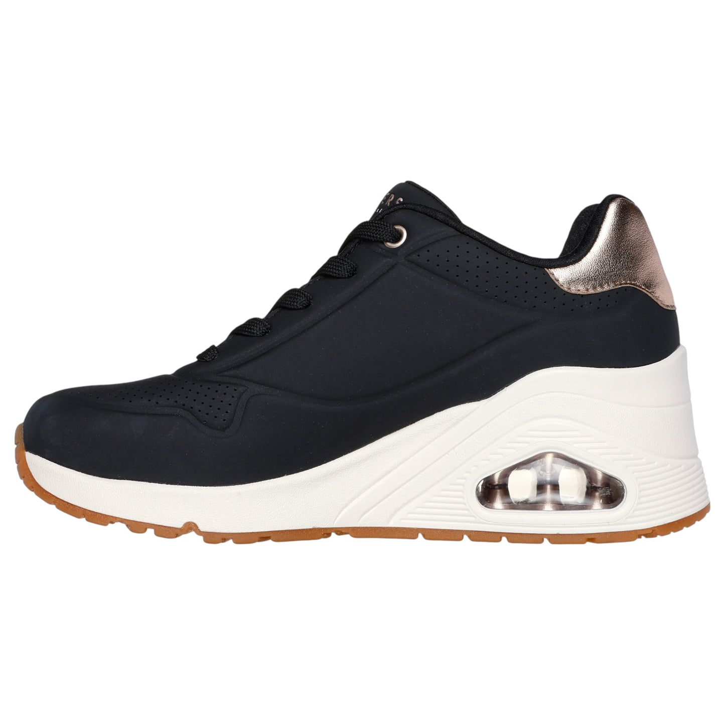 Womens Skechers Uno Wedge - HI Steps Shoes Black