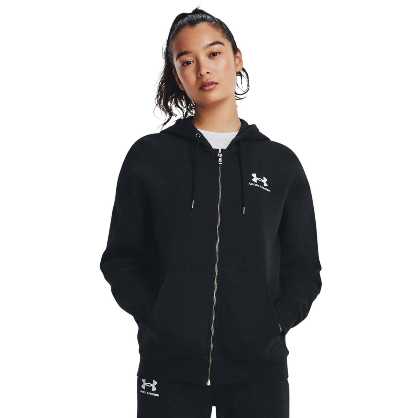 Womens Under Armour Essential Fleece Full-Zip Jacket Black