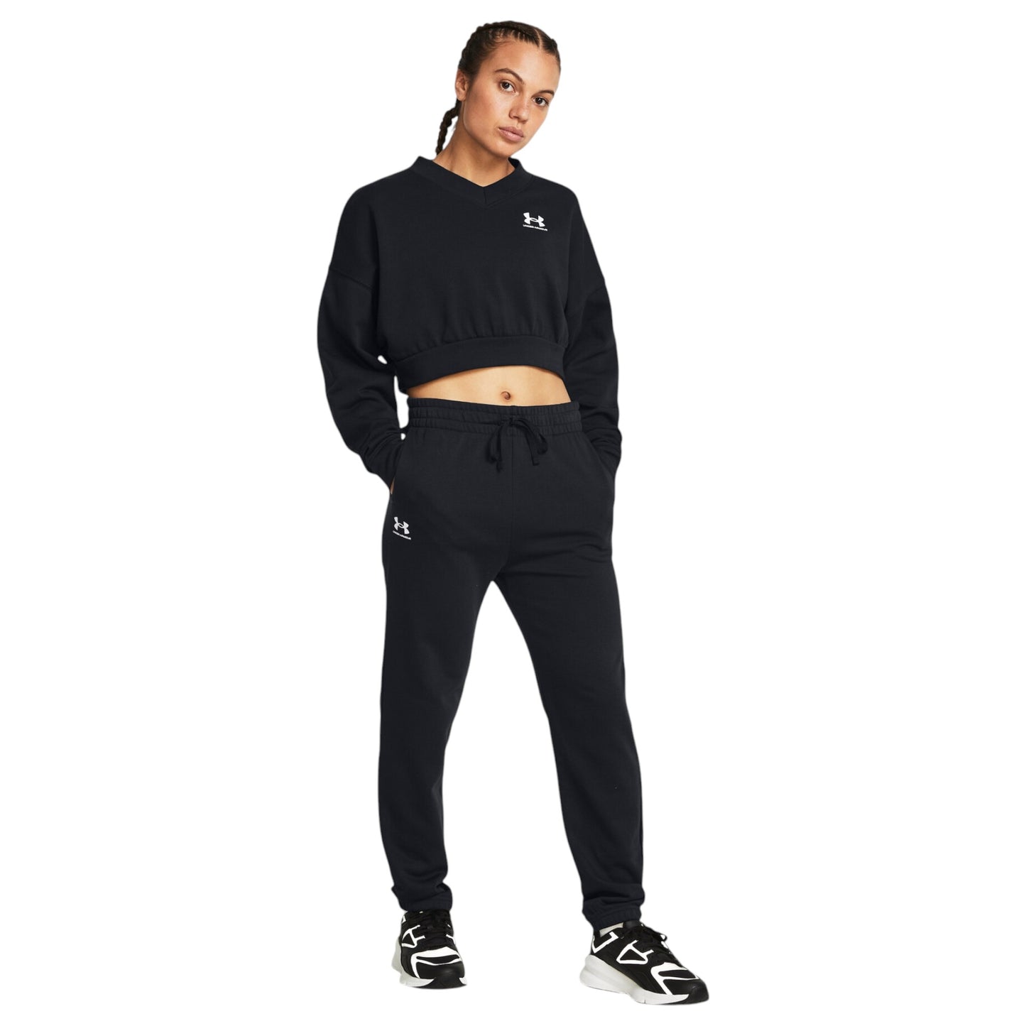 Womens Under Armour Rival Terry Trackies Black/Black