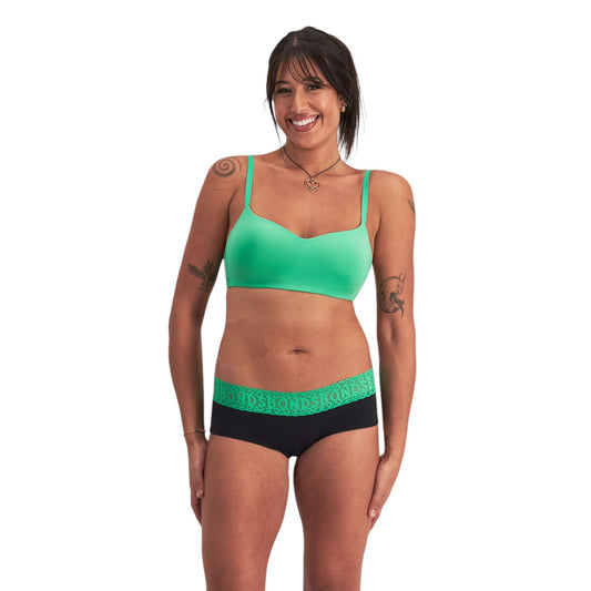Womens Bonds Match Its Boyleg Briefs Underwear Black/Green