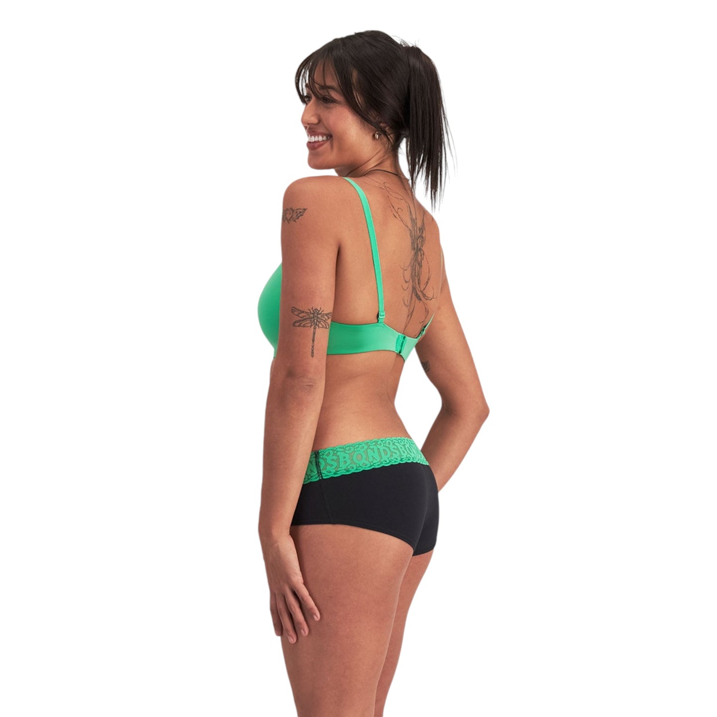 Womens Bonds Match Its Boyleg Briefs Underwear Black/Green