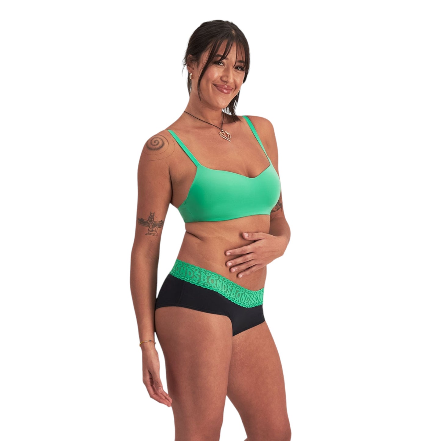 Womens Bonds Match Its Boyleg Briefs Underwear Black/Green