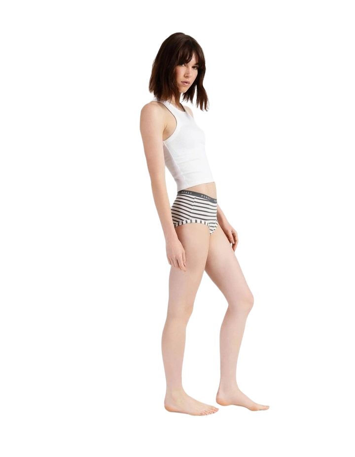 3 Pack Womens Bonds Cottontails Full Briefs Underwear White / Charcoal Stripes