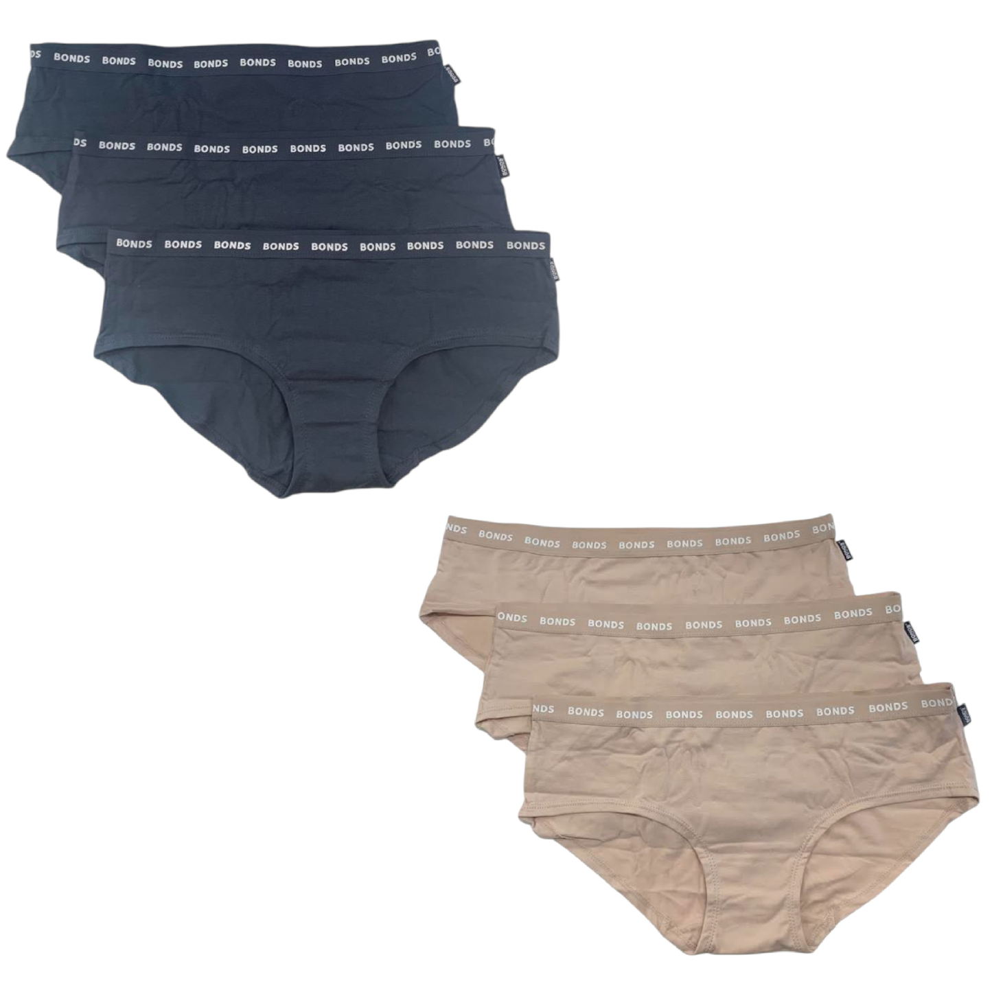 6 Pack Womens Bonds Everyday Boyleg Briefs Underwear Black & Nude