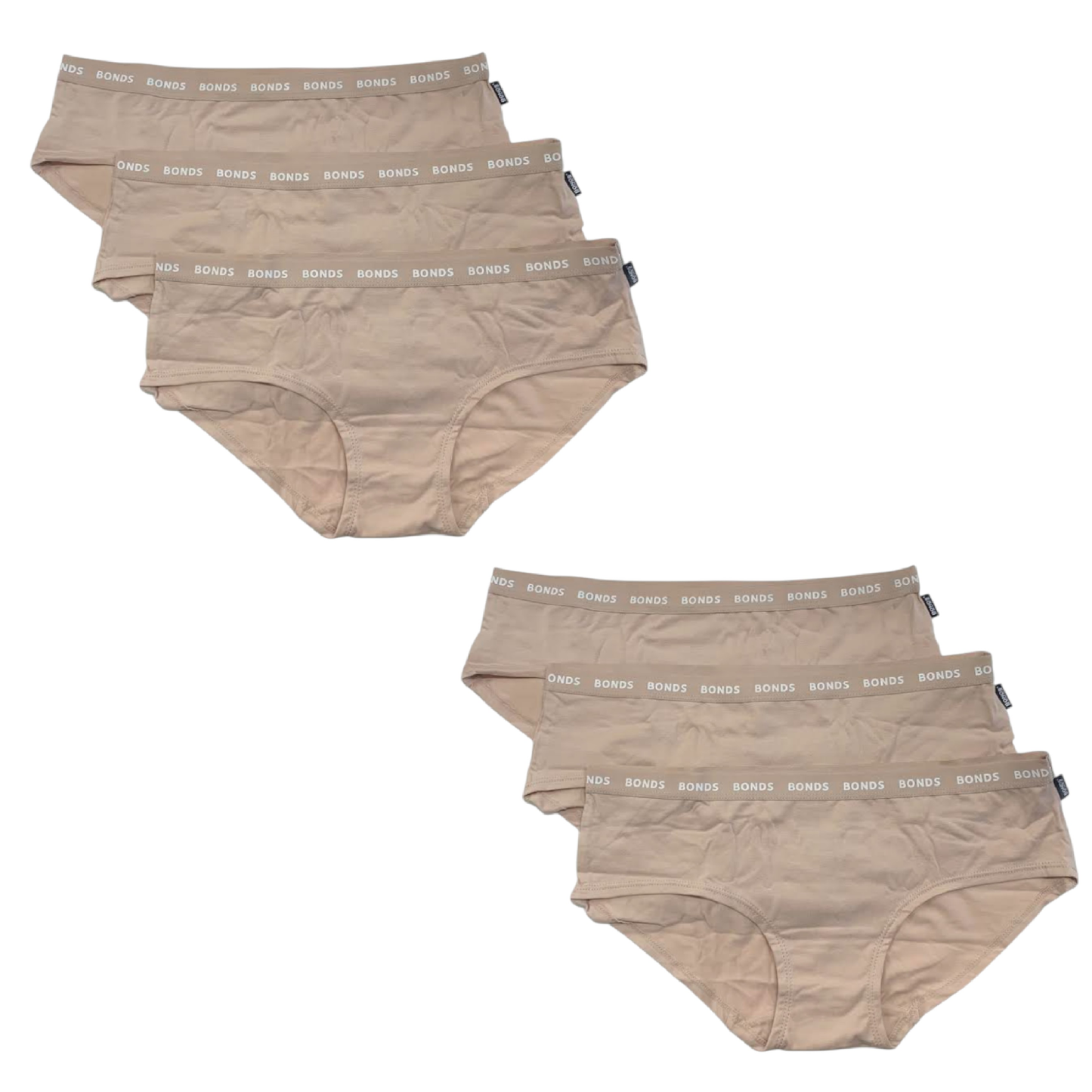 6 Pack Womens Bonds Everyday Boyleg Briefs Underwear Black & Nude