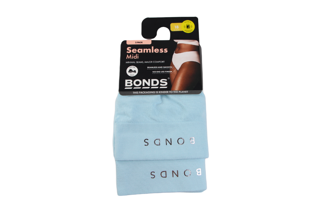 2 Pack Womens Bonds Seamless Midi Briefs Underwear Light Blue