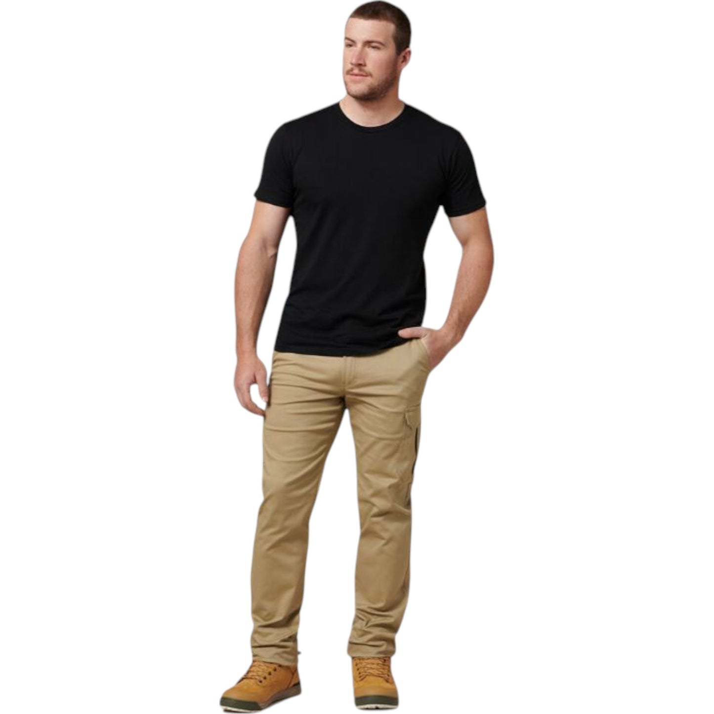 Mens Hard Yakka Core Basic Stretch Cargo Workwear Pants Khaki