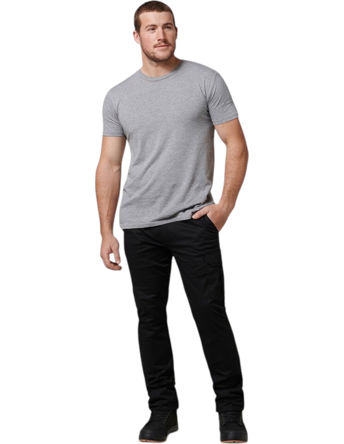 Mens Hard Yakka Core Basic Stretch Cargo Workwear Pants Black