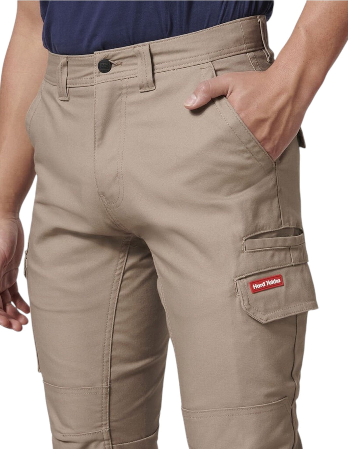 Mens Hard Yakka 3056 Stretch Canvas Cargo Workwear Pants Desert