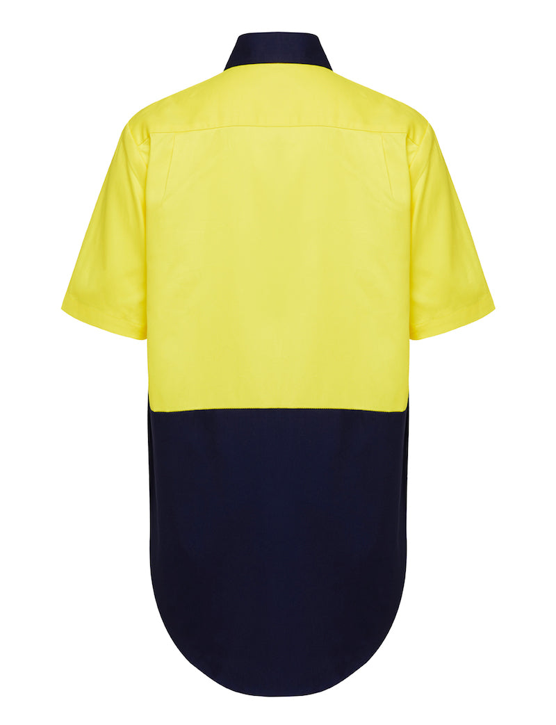 Mens Hard Yakka Core Hi Vis 2 Tone Shirt Yellow / Navy