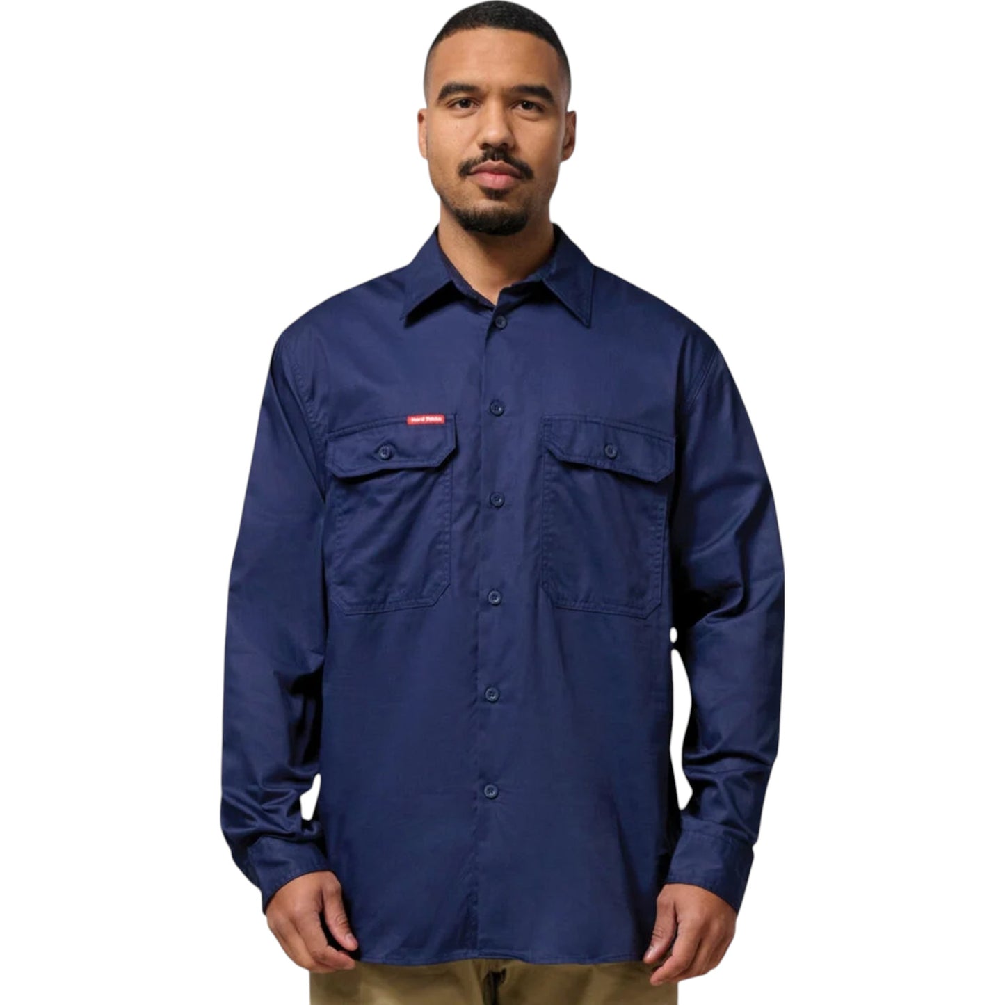 Mens Hard Yakka Lightweight Drill Ventilated Long Sleeve Shirt Navy