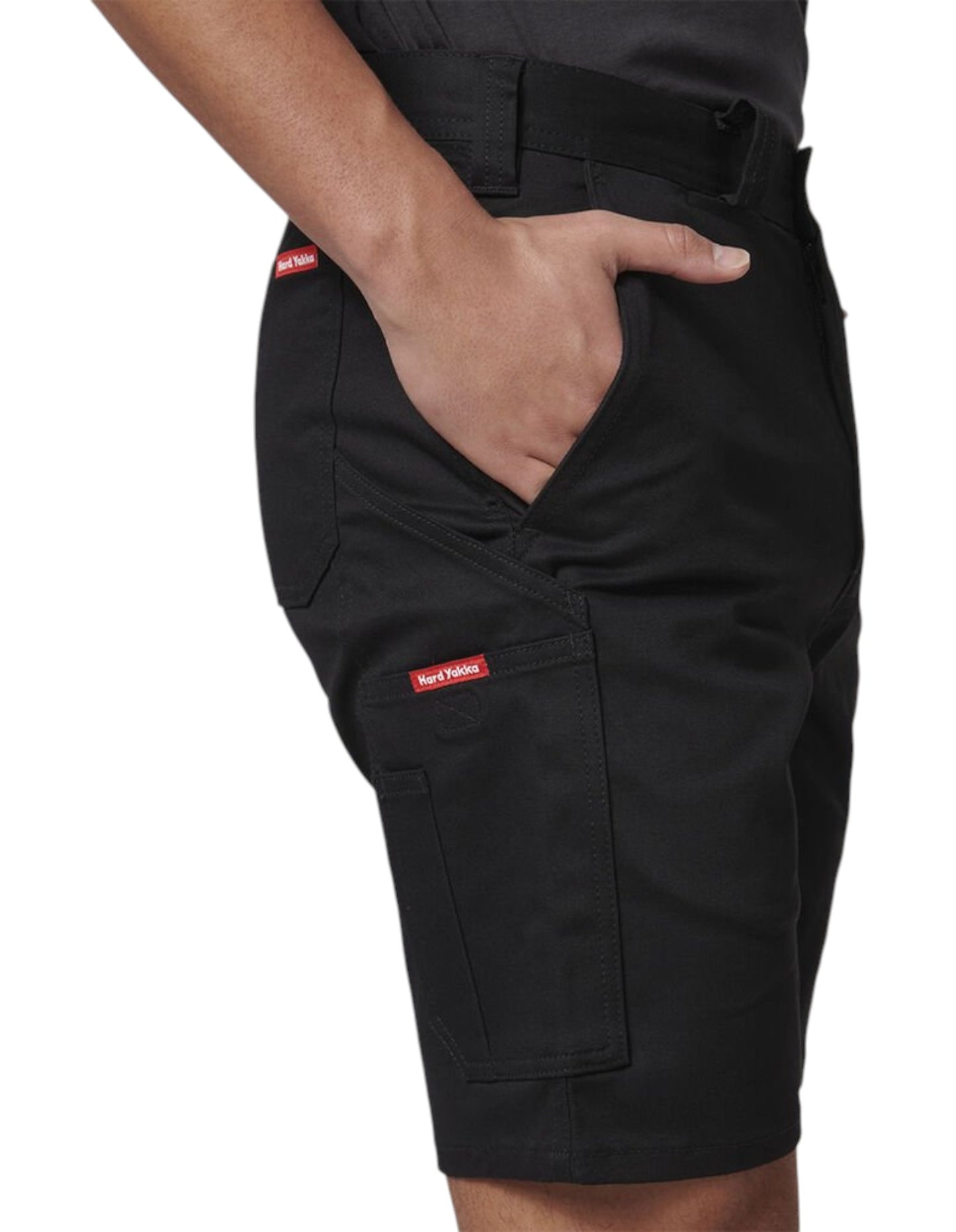 Mens Hard Yakka Core Basic Stretch Drill Cargo Shorts Black