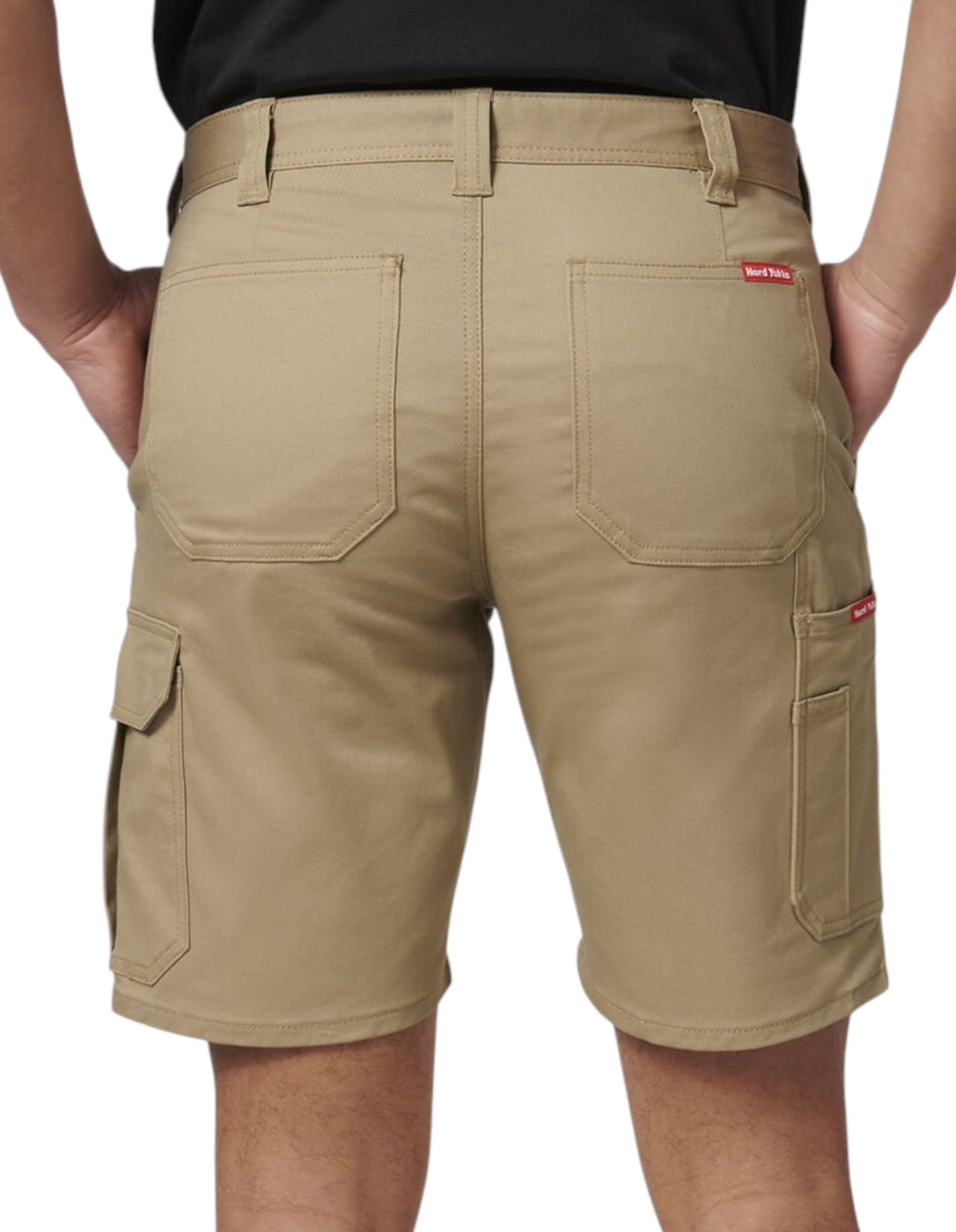Mens Hard Yakka Core Basic Stretch Drill Cargo Shorts Khaki