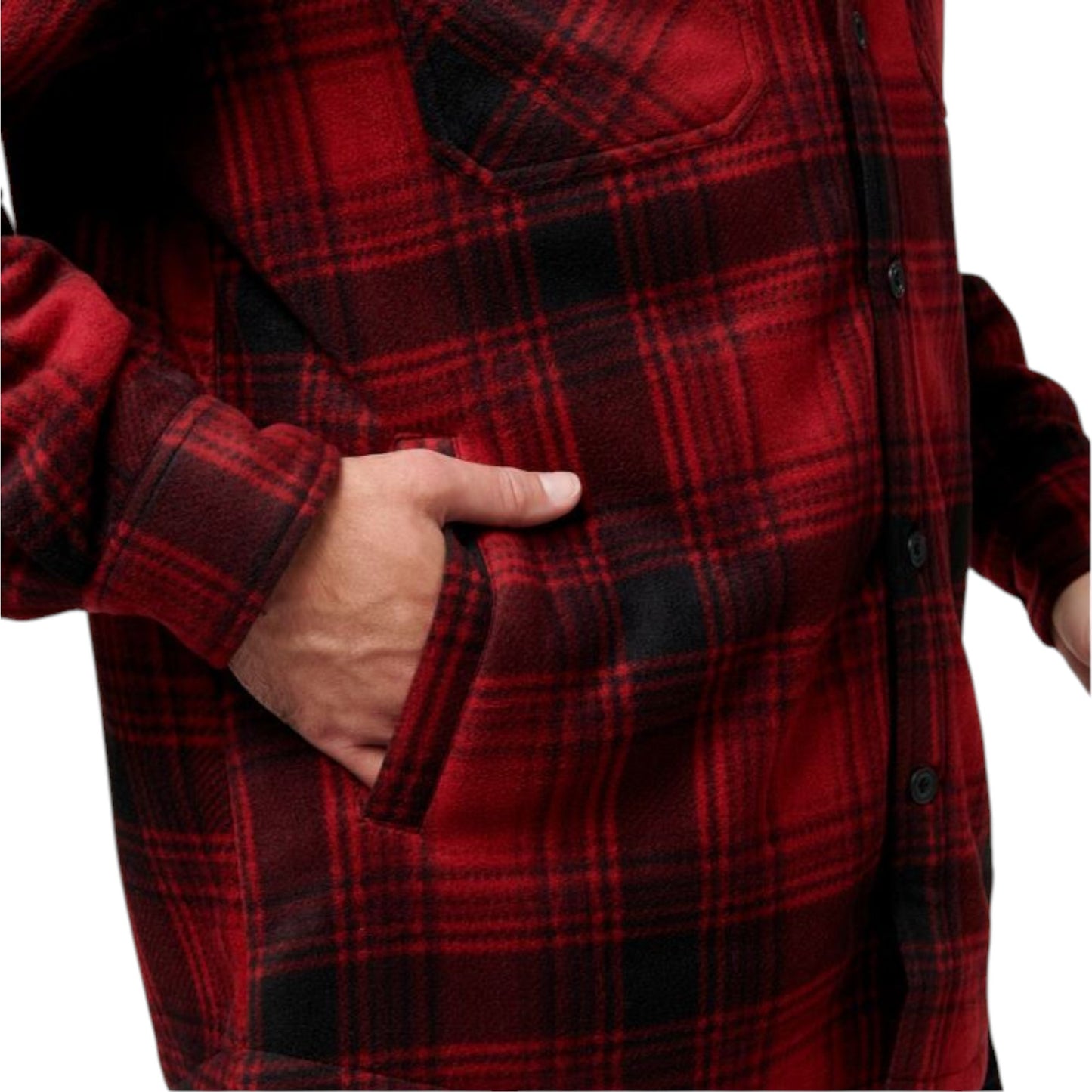 Mens Hard Yakka Legends Sherpa Fleece Long Sleeve Shirt Camper Red