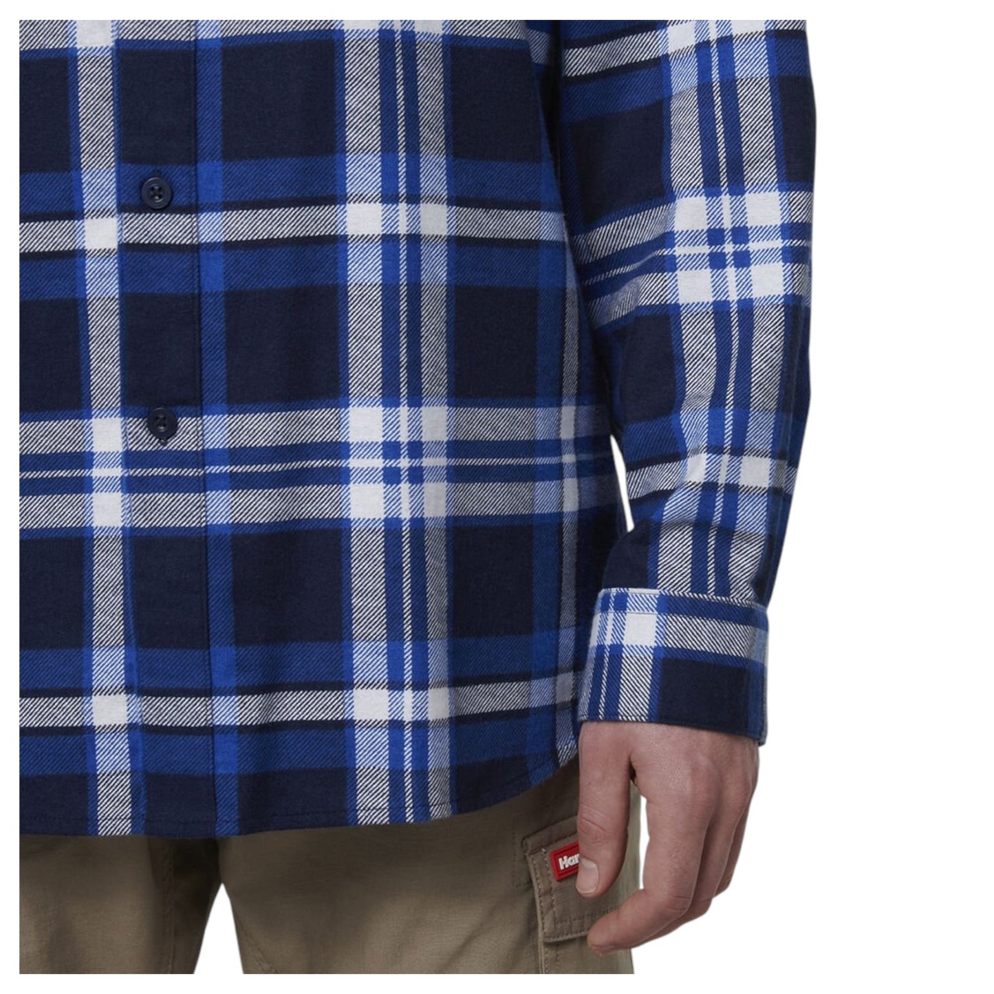 Mens Hard Yakka Long Sleeve Check Flannel Long Sleeve Shirt Blue Check