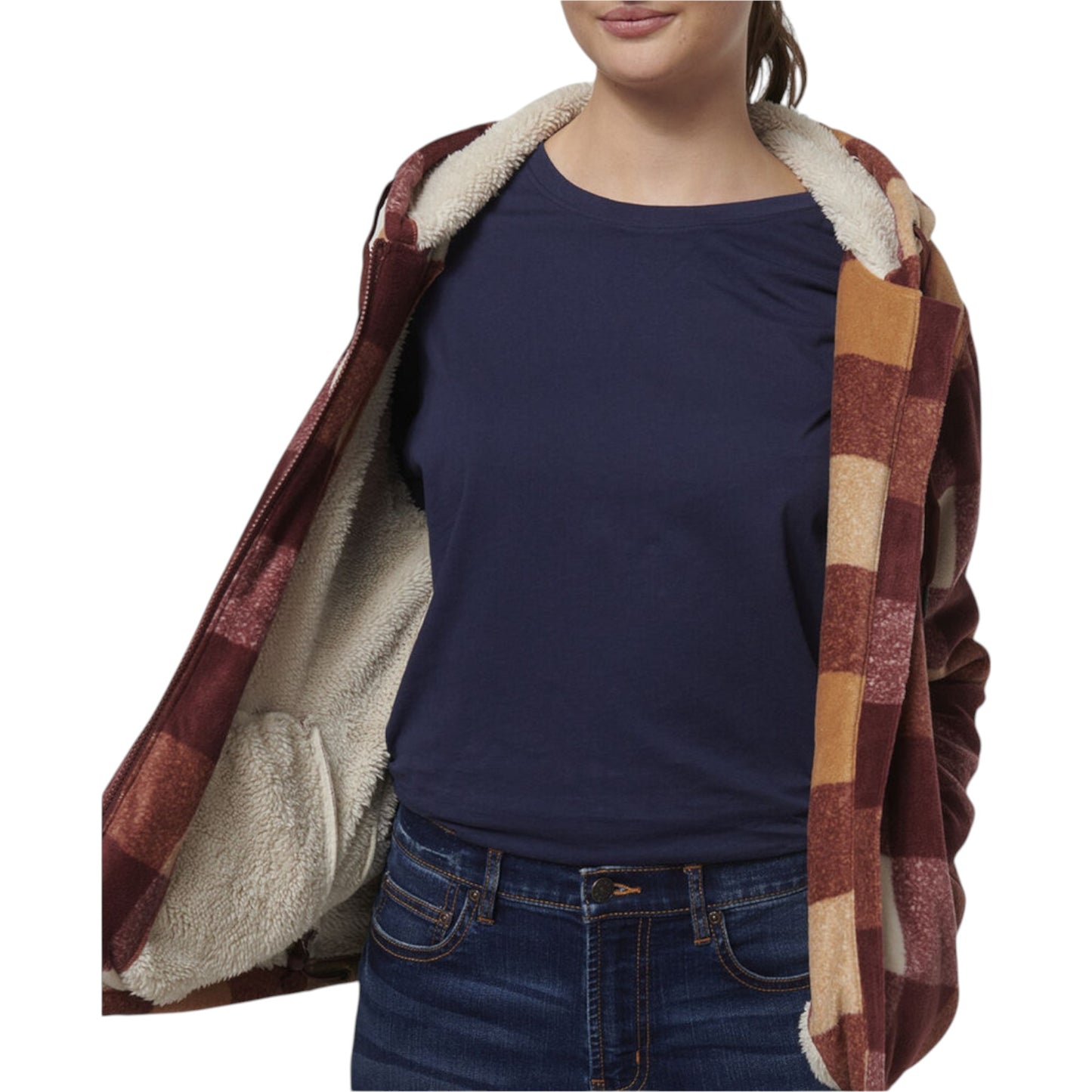 Womens Hard Yakka Check Zoodie Fleece Hooded Hoodie Autumn
