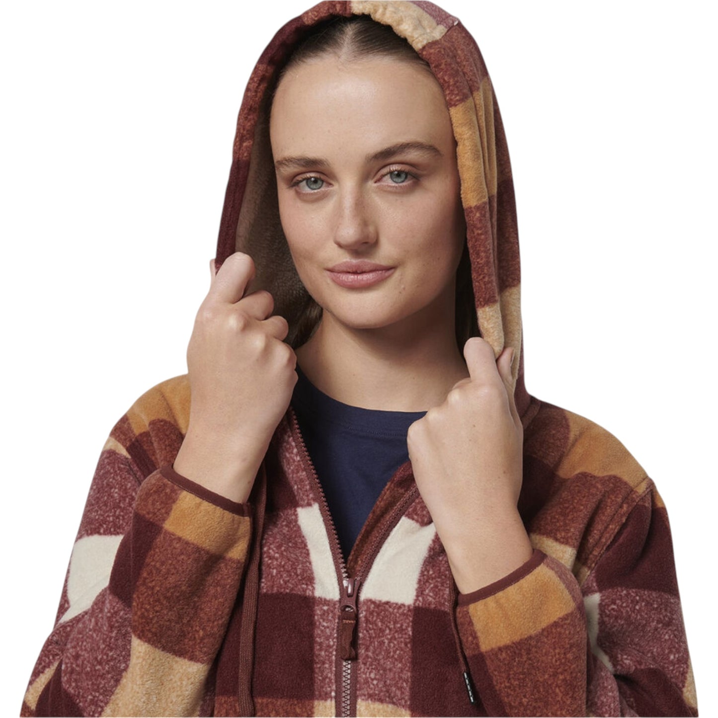 Womens Hard Yakka Check Zoodie Fleece Hooded Hoodie Autumn