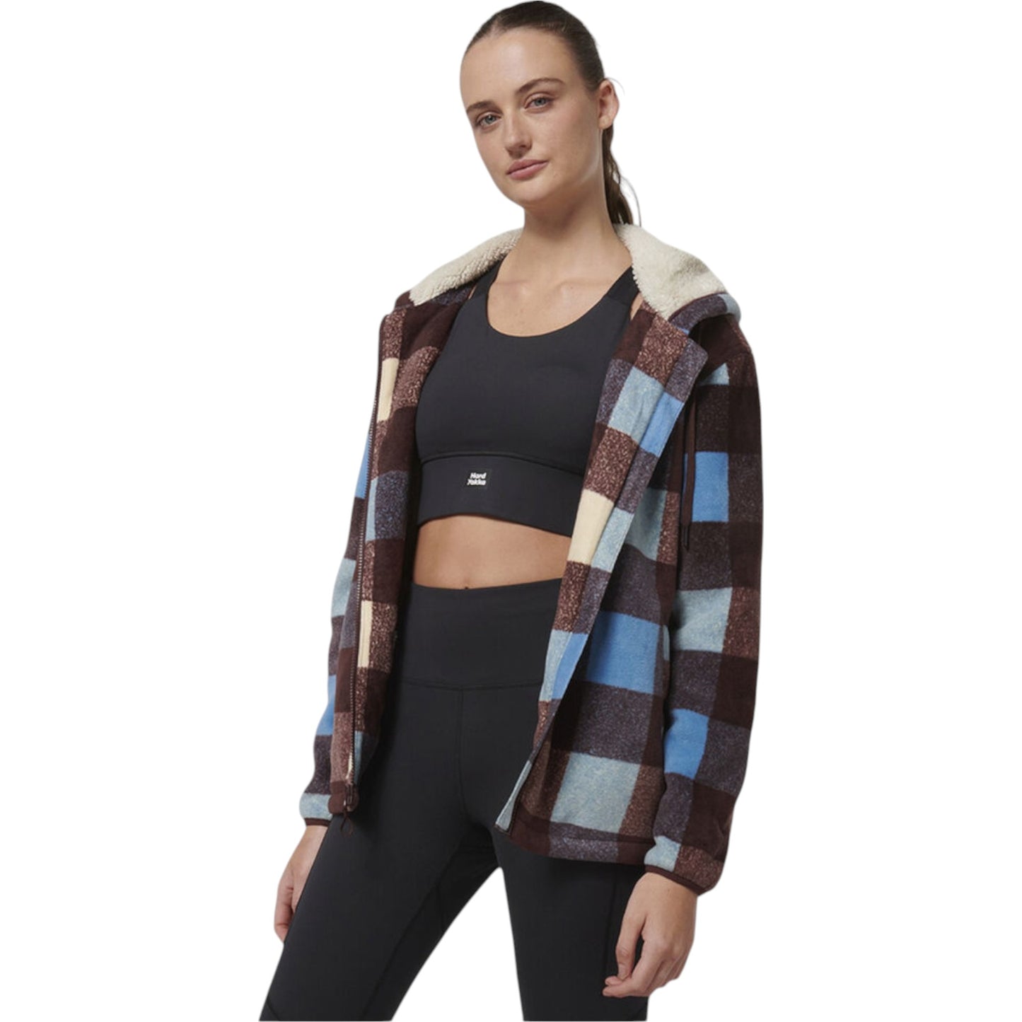 Womens Hard Yakka Check Zoodie Fleece Hooded Hoodie Mocha