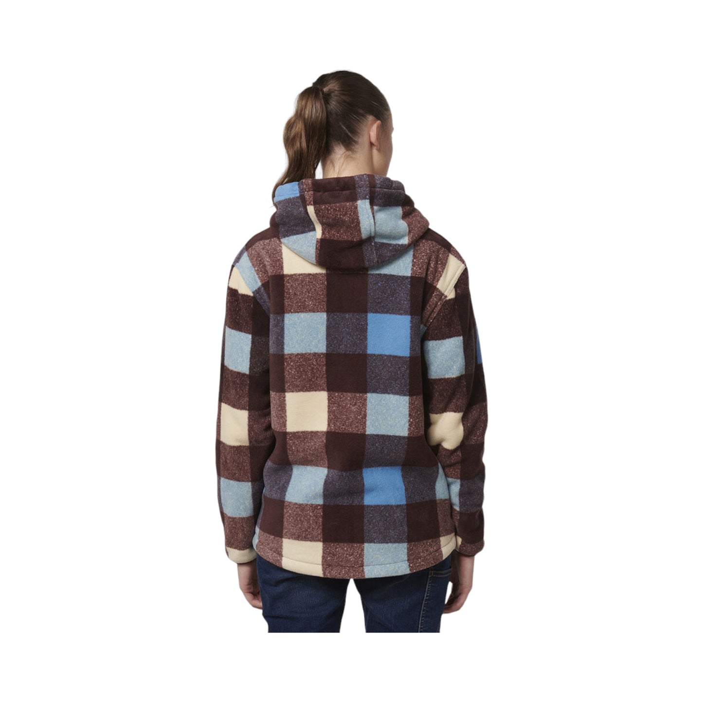 Womens Hard Yakka Check Zoodie Fleece Hooded Hoodie Mocha