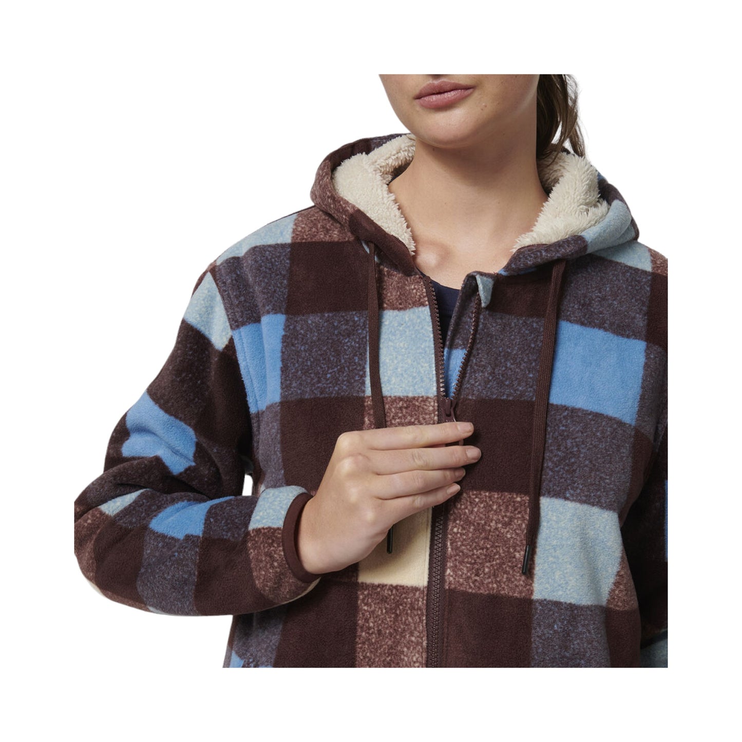 Womens Hard Yakka Check Zoodie Fleece Hooded Hoodie Mocha