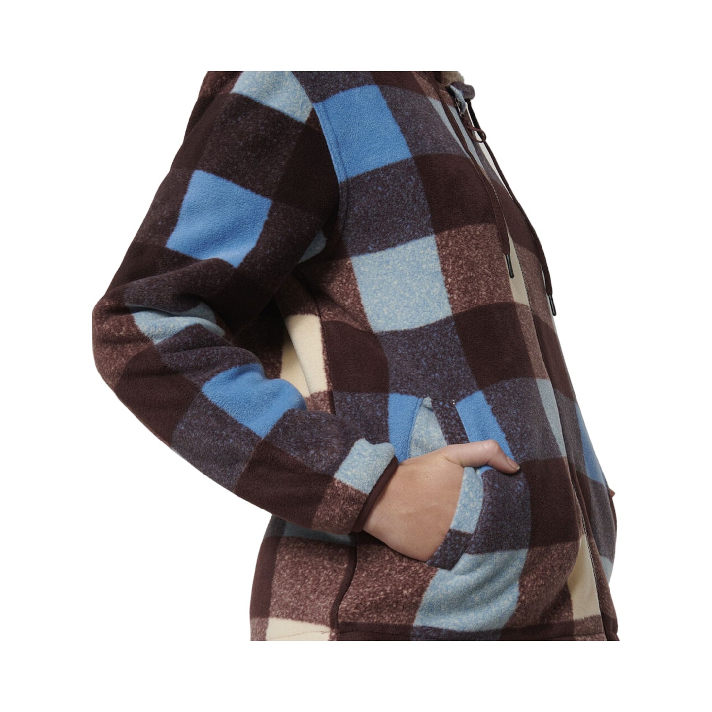 Womens Hard Yakka Check Zoodie Fleece Hooded Hoodie Mocha
