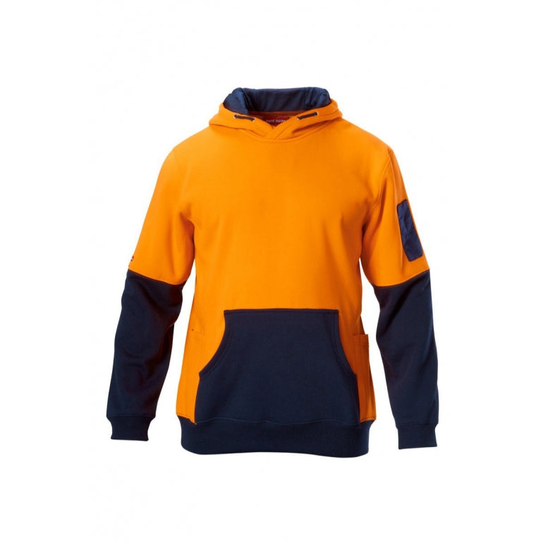 Mens Hard Yakka Hi Vis 2 Tone Fleece Hoodie Orange/Navy