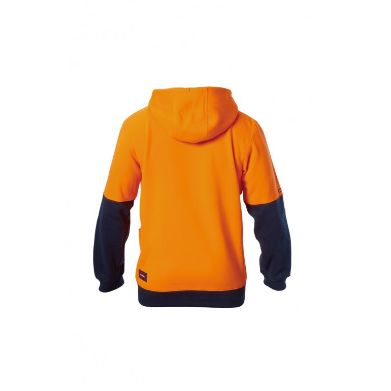 Mens Hard Yakka Hi Vis 2 Tone Fleece Hoodie Orange/Navy