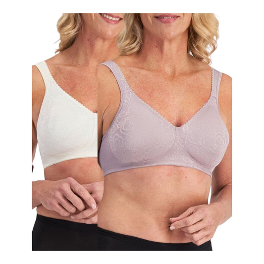 2 Pack Womens Playtex 18 Hour Ultimate Lift & Support Wirefree Bra Pearl / Crystal Grey