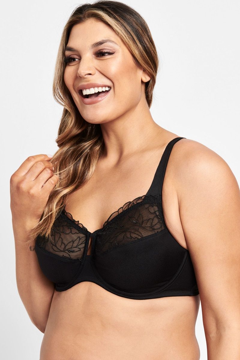 Womens Berlei Luminous Embroidered Minimiser Bra Black
