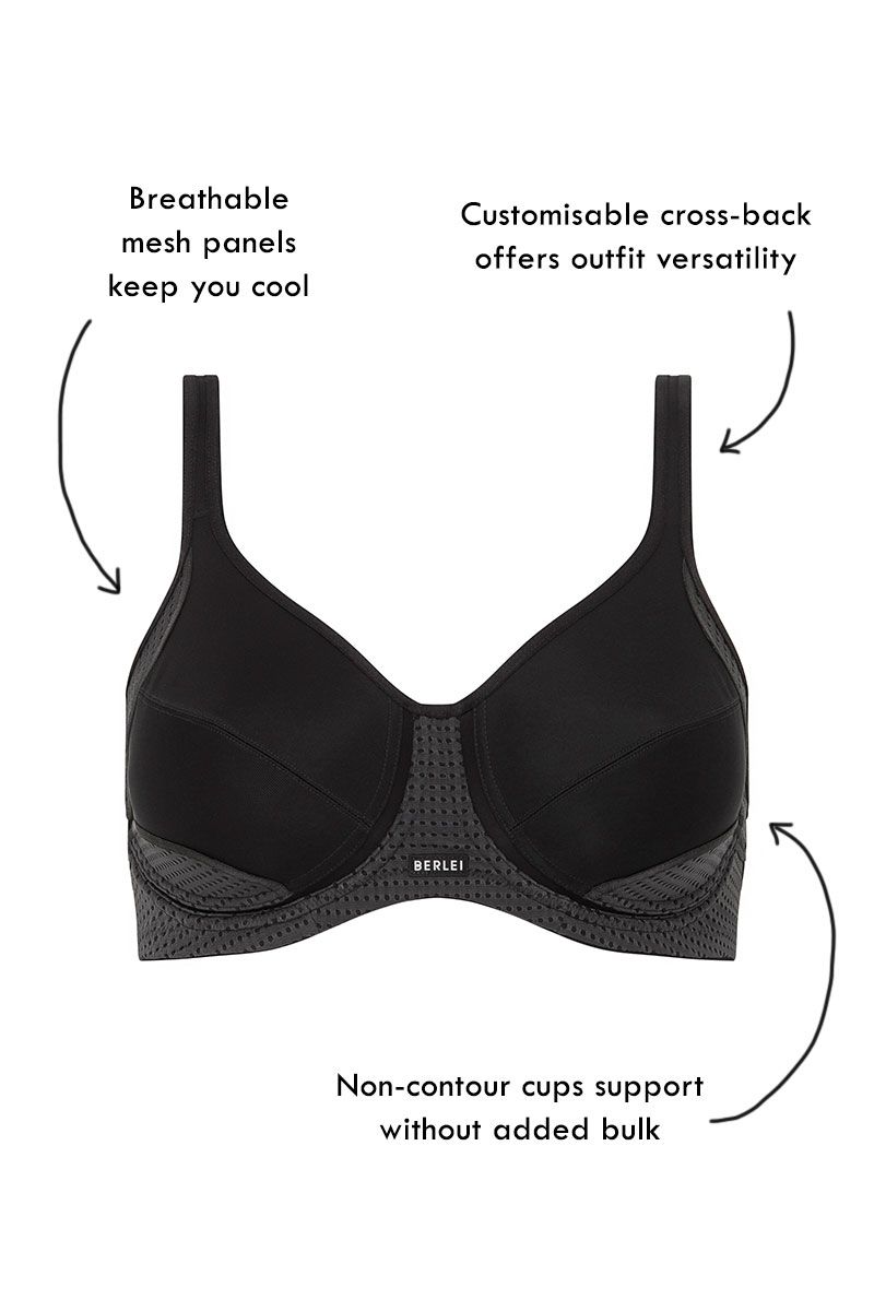 Womens Berlei Electrify Mesh Non-Contour Underwire Bra Black