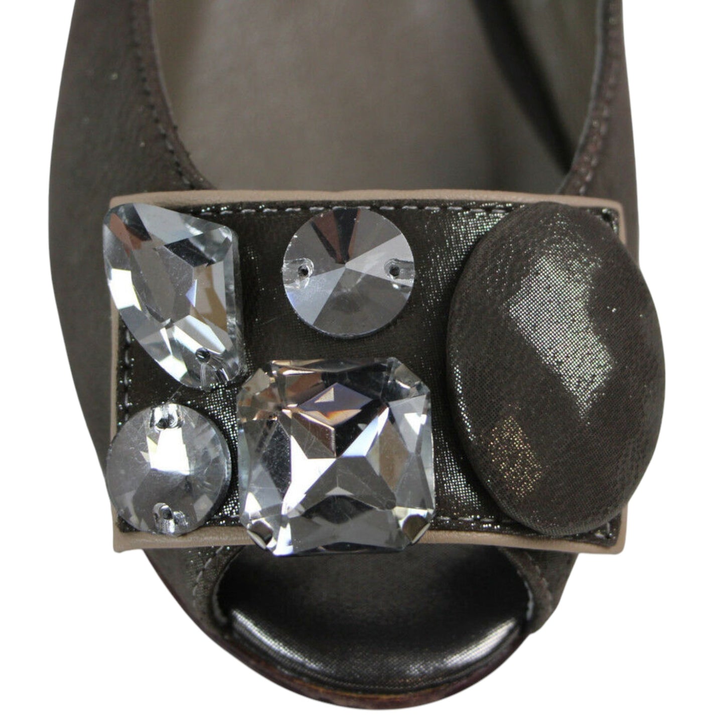 Womens Zasel Crystal Flats Silver