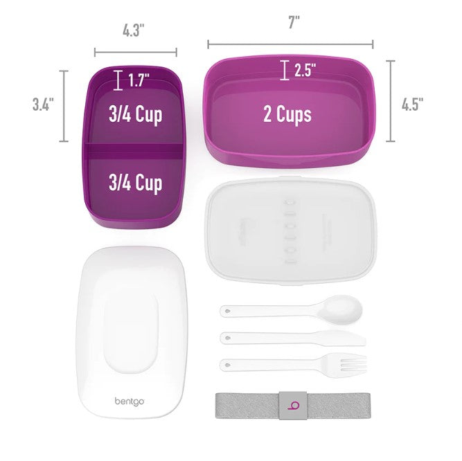 3 x Bentgo All-In-One Lunch Box Container Storage Purple