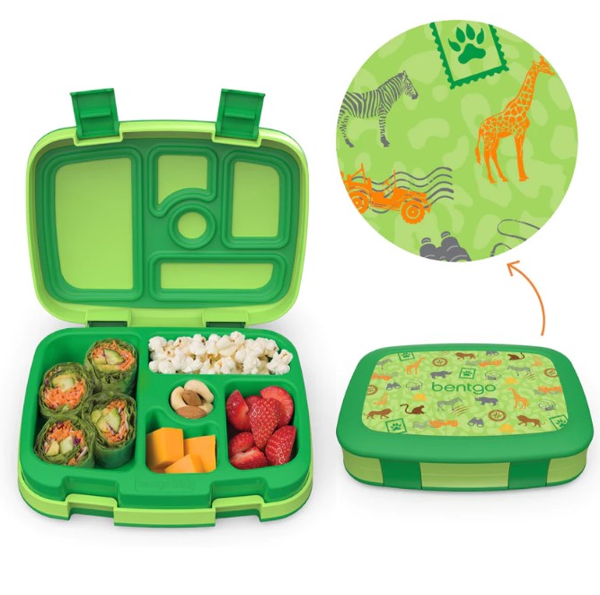 3 x Bentgo Kids Prints Lunch Box Container Storage Safari