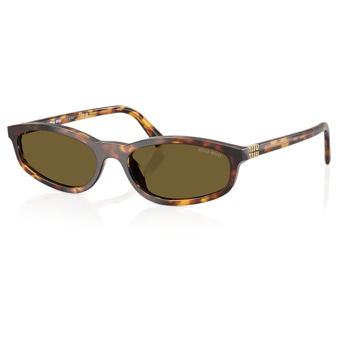 Women Miu Miu Mu A06s 14L09z Tortoise Irregular Dark Brown Sunglasses