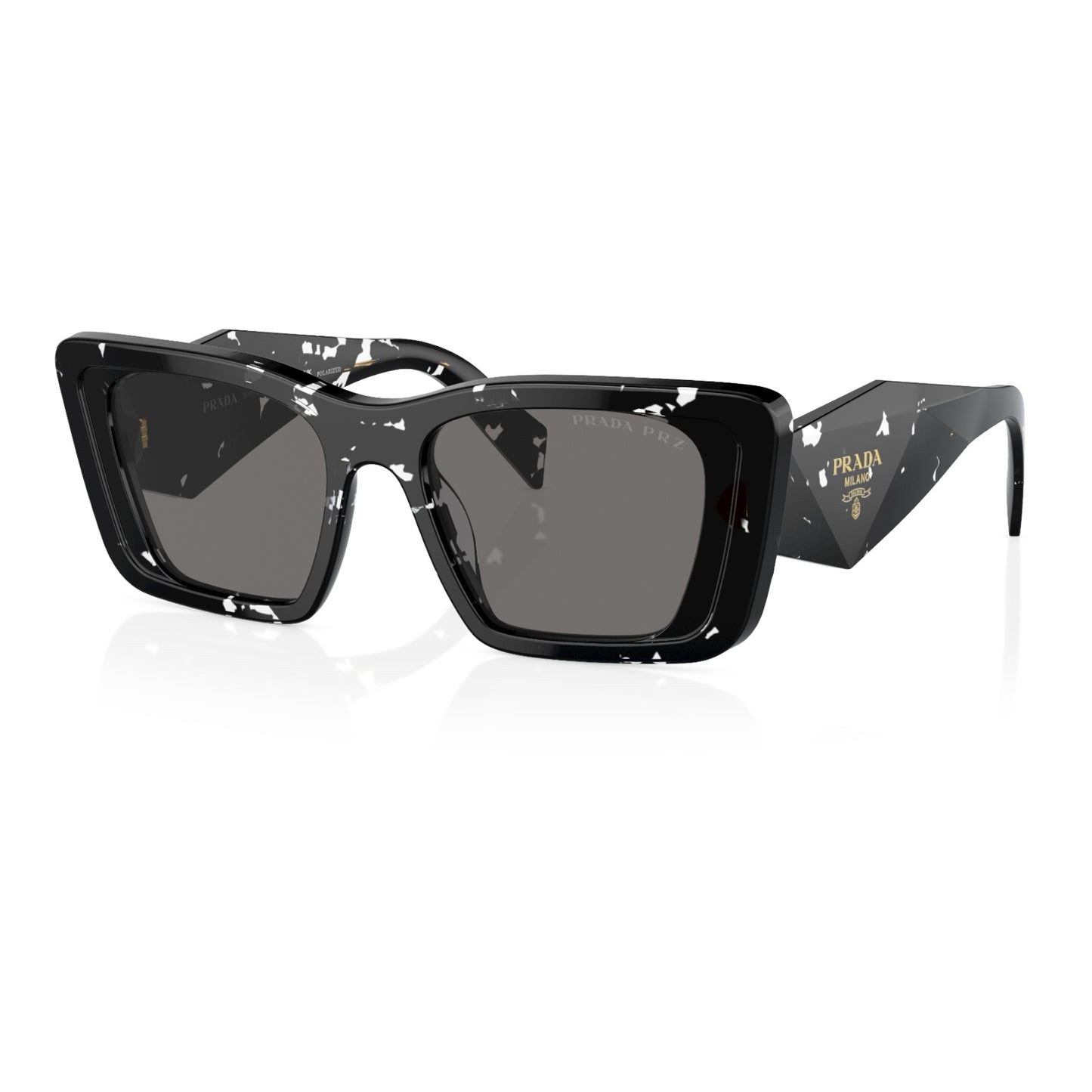 Womens Prada Symbole PR08YS Polarized Sunglasses Black Crystal Tortoise
